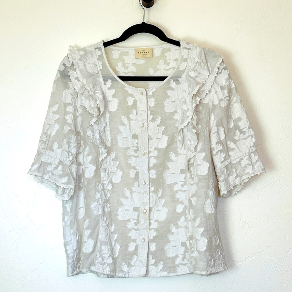 Sezane Floral Button Top Sz. Large